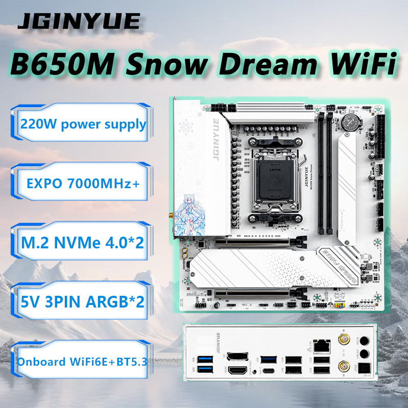 JGINYUE B650M Snow Dream WiFi  - Ddr5 Rgb Ram ulasan dan harga